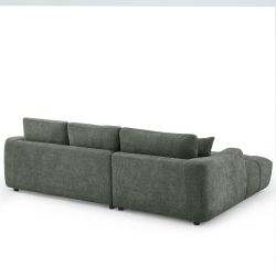 Canapé d'angle gauche fixe KEREA 4 places tissu chenille vert