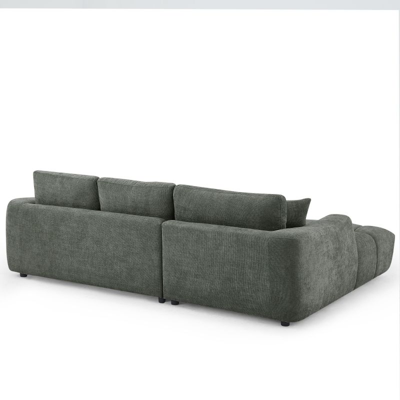 Canapé d'angle gauche fixe KEREA 4 places tissu chenille vert