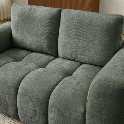 Canapé droit fixe KEREA 2 places tissu chenille vert