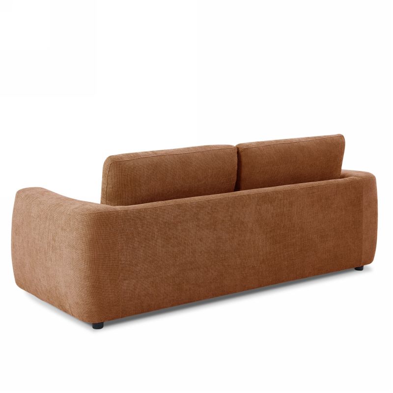 Canapé droit fixe KEREA 3 places tissu chenille terracotta