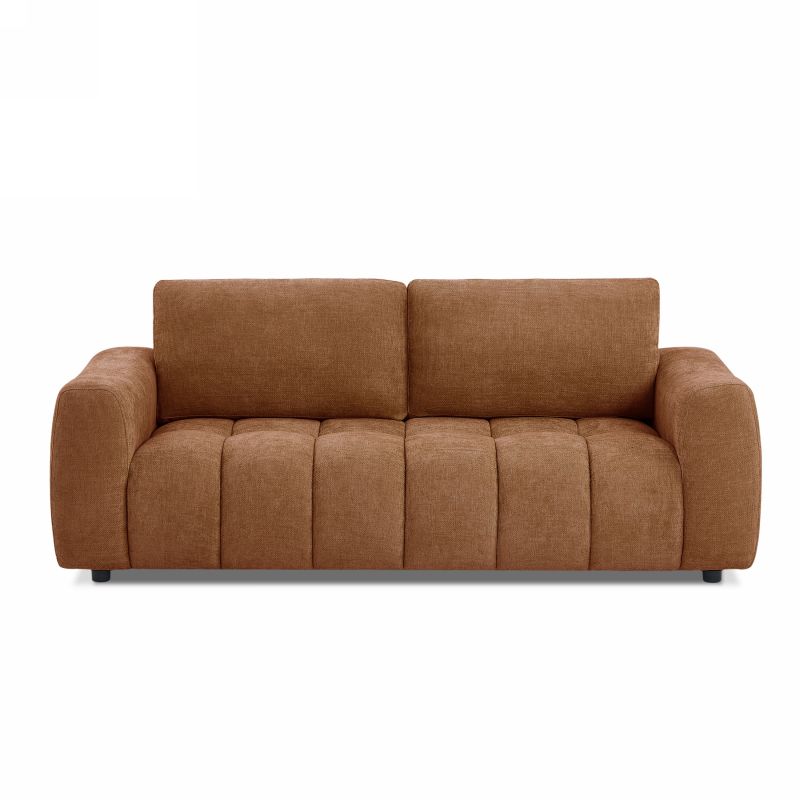 Canapé droit fixe KEREA 3 places tissu chenille terracotta