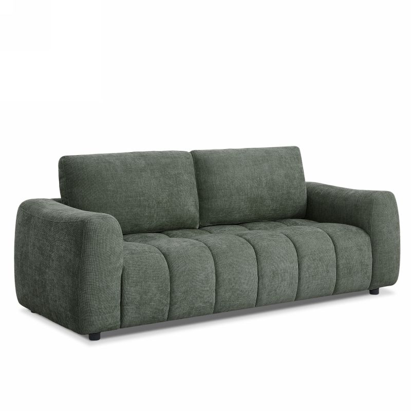 Canapé droit fixe KEREA 3 places tissu chenille vert