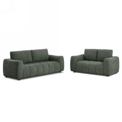 Canapé droit fixe KEREA 3 places tissu chenille vert