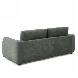 Canapé droit fixe KEREA 3 places tissu chenille vert