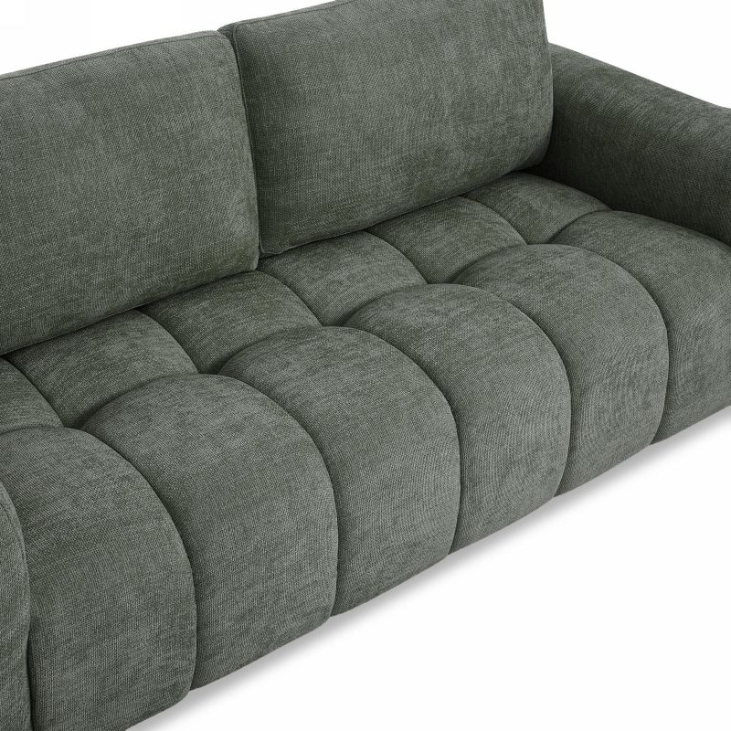 Canapé droit fixe KEREA 3 places tissu chenille vert
