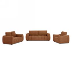 Canapé droit fixe KEREA 2 places tissu chenille terracotta