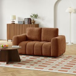 Canapé droit fixe KEREA 2 places tissu chenille terracotta