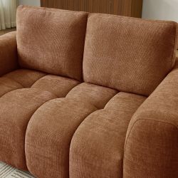 Canapé droit fixe KEREA 2 places tissu chenille terracotta