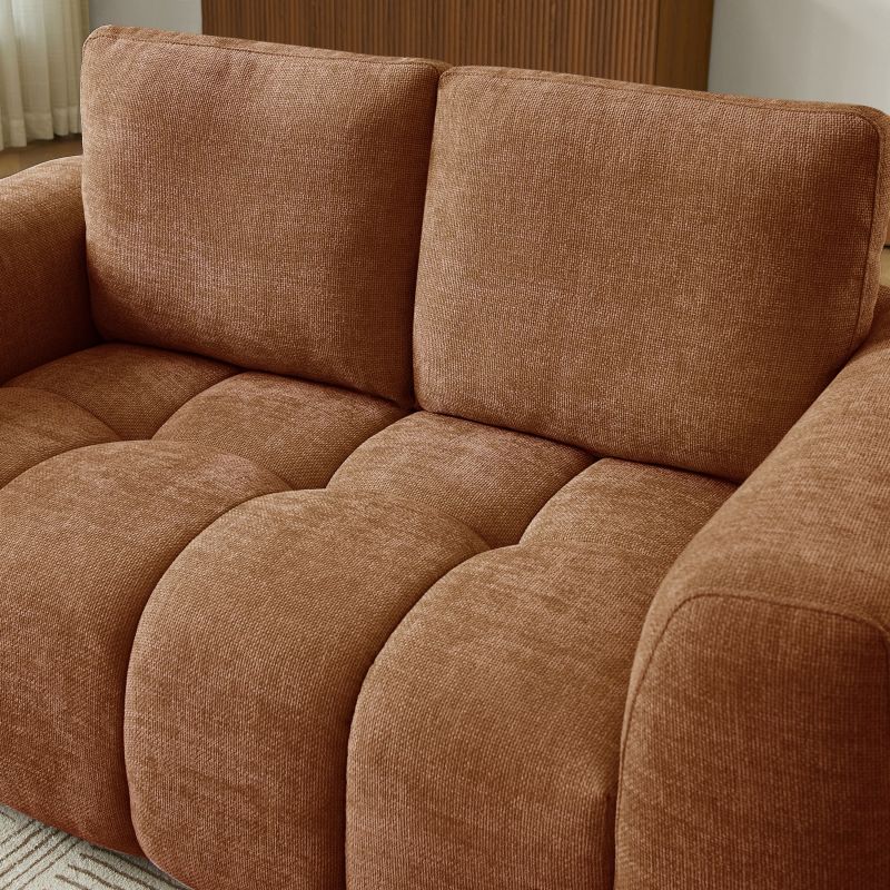 Canapé droit fixe KEREA 2 places tissu chenille terracotta