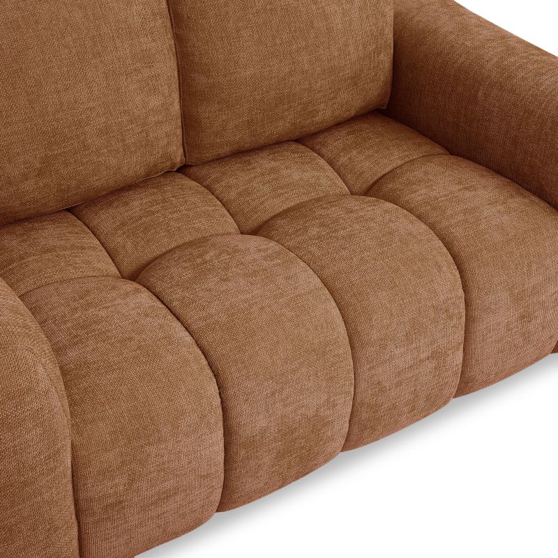 Canapé droit fixe KEREA 2 places tissu chenille terracotta