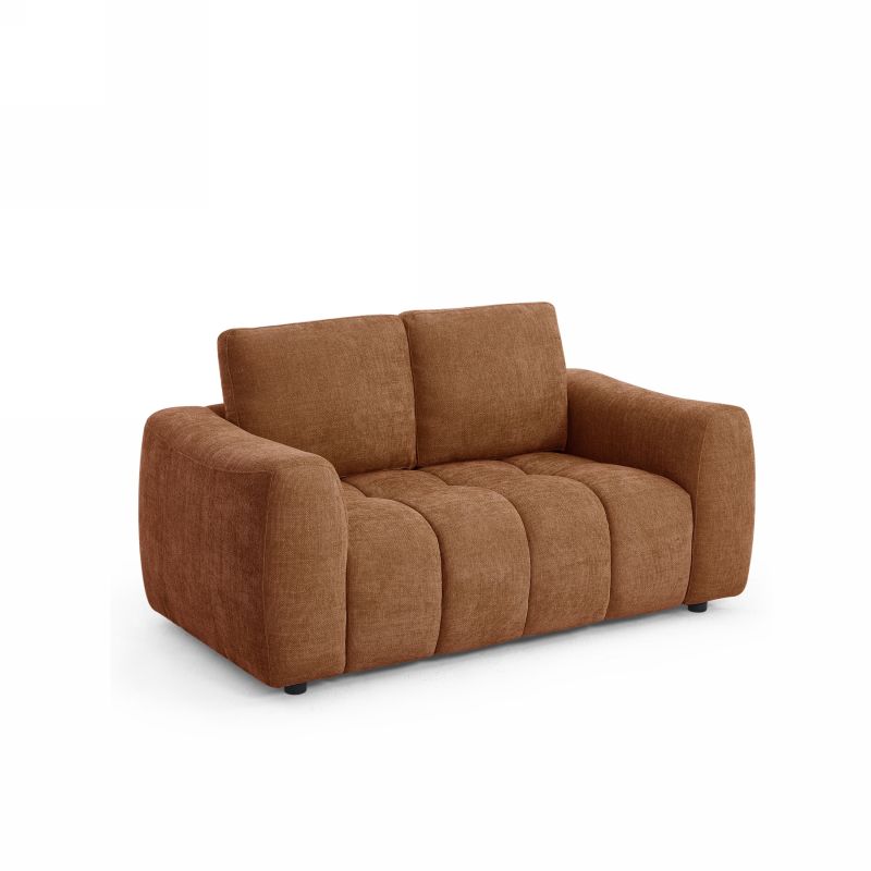 Canapé droit fixe KEREA 2 places tissu chenille terracotta