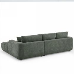 Canapé d'angle droit fixe KEREA 4 places tissu chenille vert