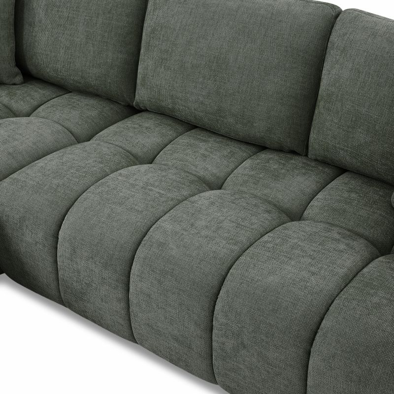Canapé d'angle droit fixe KEREA 4 places tissu chenille vert