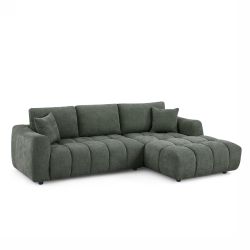 Canapé d'angle droit fixe KEREA 4 places tissu chenille vert