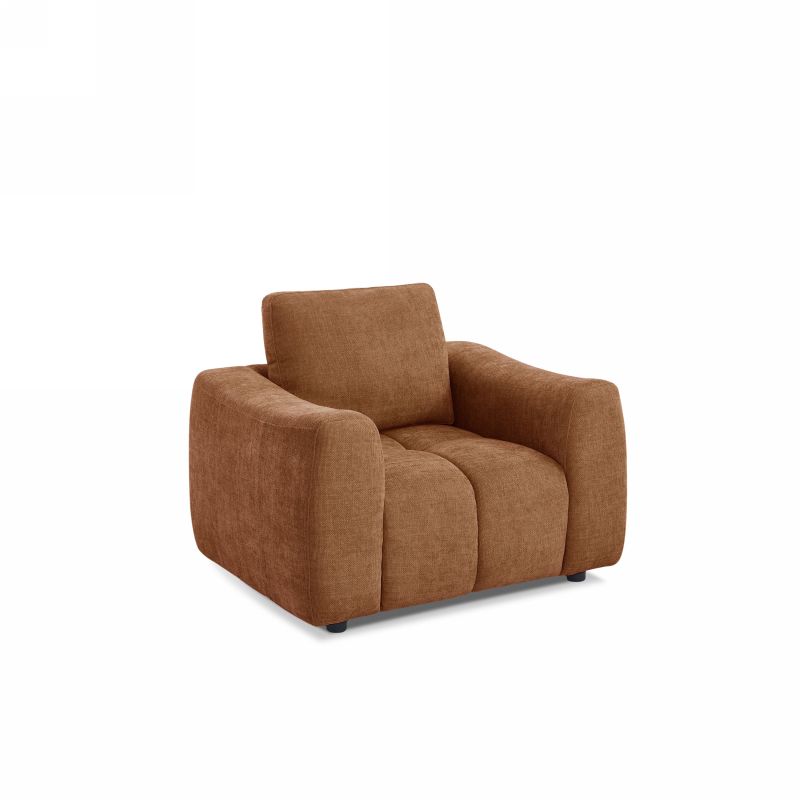 Fauteuil fixe KEREA 1 place tissu chenille terracotta