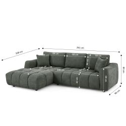 Canapé d'angle gauche fixe KEREA 4 places tissu chenille vert