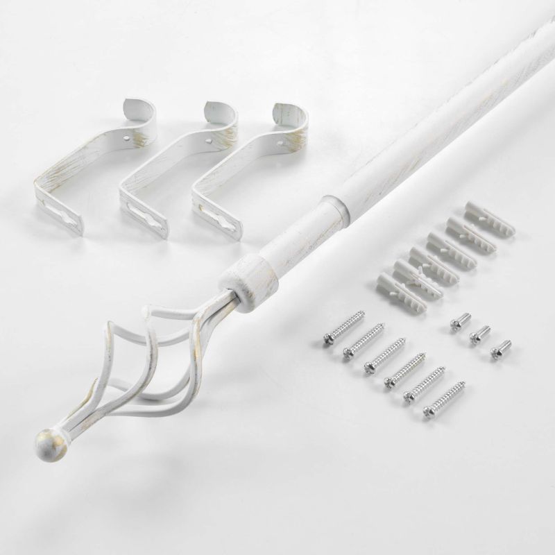 Tringle extensible TWISTY blanc/doré, kit complet (210380 cm)