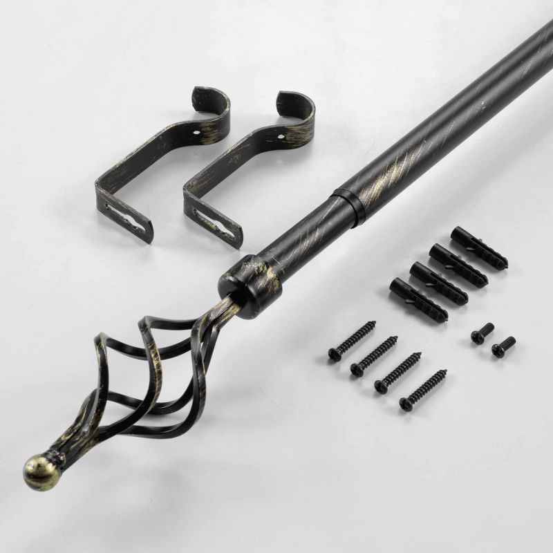 Tringle extensible TWISTY noir/doré, kit complet (210380 cm)