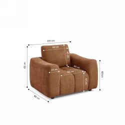 Fauteuil fixe KEREA 1 place tissu chenille terracotta