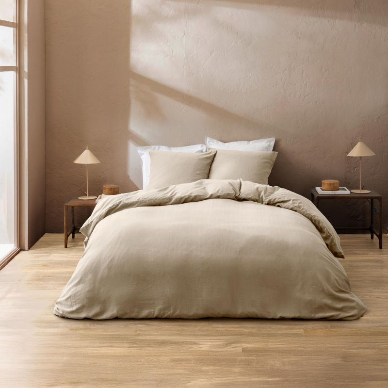 Parure de couette CLARA naturel 240x220 cm (taies d'oreillers + couette)