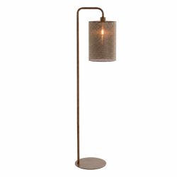 Lampadaire KELA bois foncé et abat jour marron 33,5x28x155 cm
