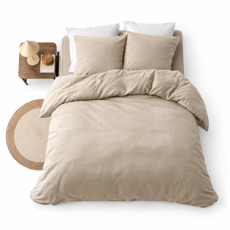 Parure de couette CLARA naturel 240x220 cm (taies d'oreillers + couette)