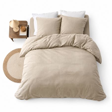 Parure de couette CLARA naturel 240x220 cm (taies d'oreillers + couette)