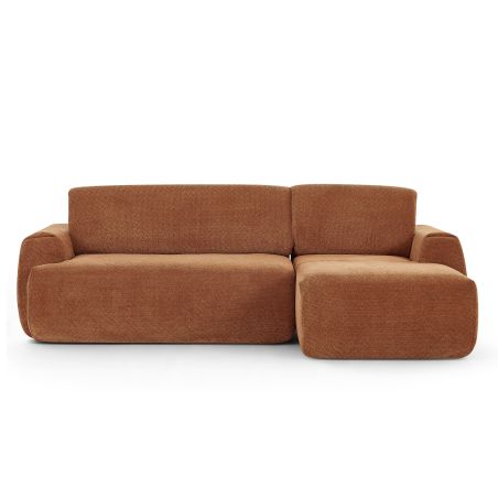 Canapé d'angle droit compressé WESTA 4 places tissu chenille terracotta