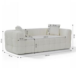 Canapé droit compressé JUPA 3 places tissu bouclette beige