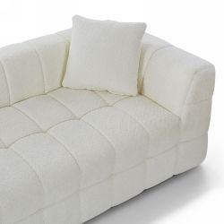 Canapé droit compressé JUPA 3 places tissu bouclette beige