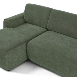 Canapé d'angle gauche compressé WESTA 4 places tissu chenille vert