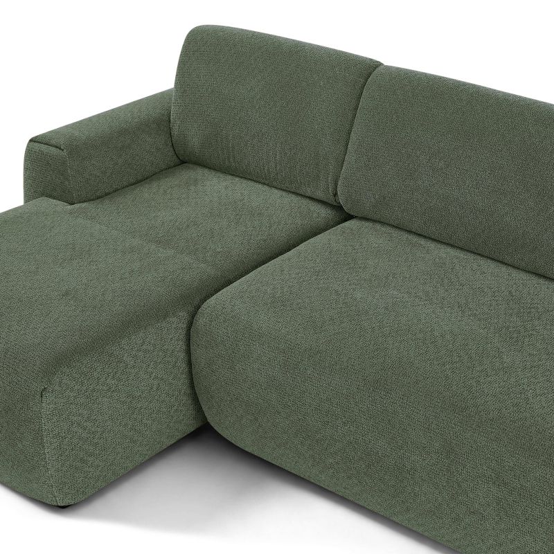 Canapé d'angle gauche compressé WESTA 4 places tissu chenille vert