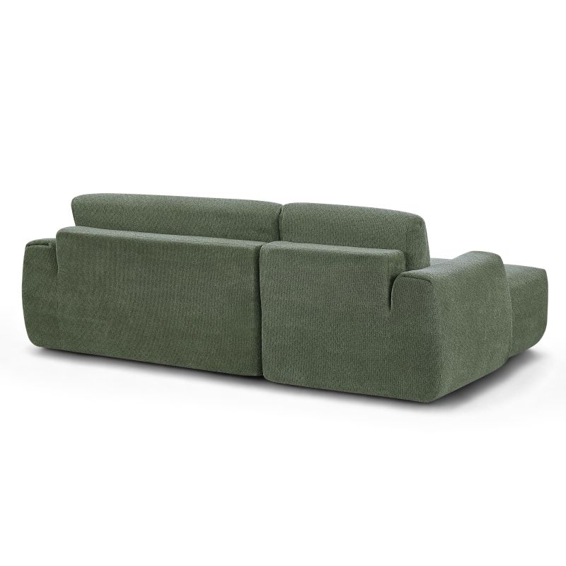 Canapé d'angle gauche compressé WESTA 4 places tissu chenille vert