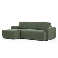 Canapé d'angle gauche compressé WESTA 4 places tissu chenille vert