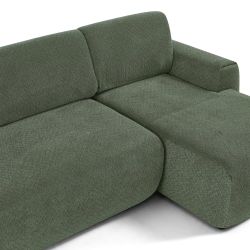 Canapé d'angle droit compressé WESTA 4 places tissu chenille vert