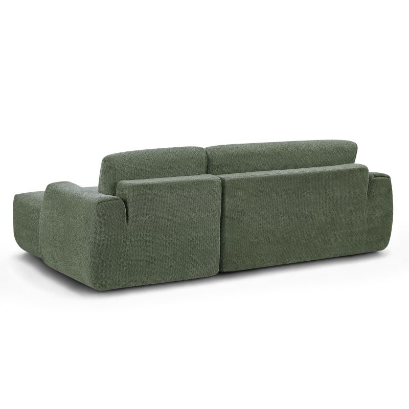 Canapé d'angle droit compressé WESTA 4 places tissu chenille vert
