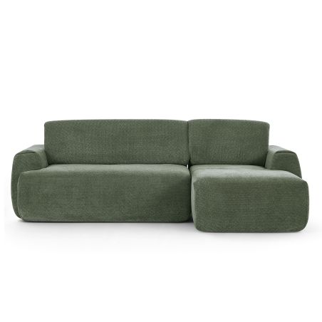 Canapé d'angle droit compressé WESTA 4 places tissu chenille vert