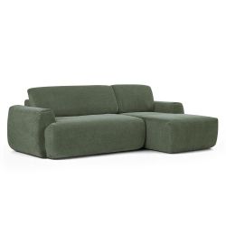 Canapé d'angle droit compressé WESTA 4 places tissu chenille vert