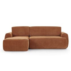Canapé d'angle gauche compressé WESTA 4 places tissu chenille terracotta