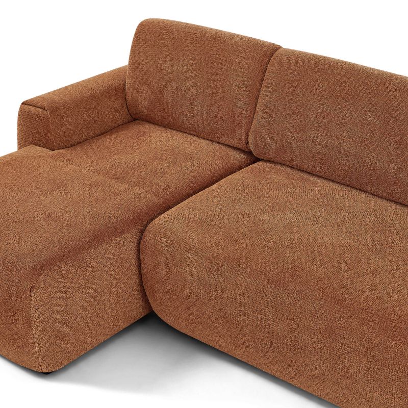 Canapé d'angle gauche compressé WESTA 4 places tissu chenille terracotta