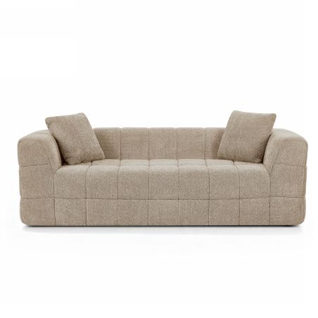 Canapé droit compressé JUPA 3 places tissu bouclette taupe