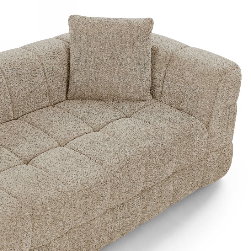 Canapé droit compressé JUPA 3 places tissu bouclette taupe