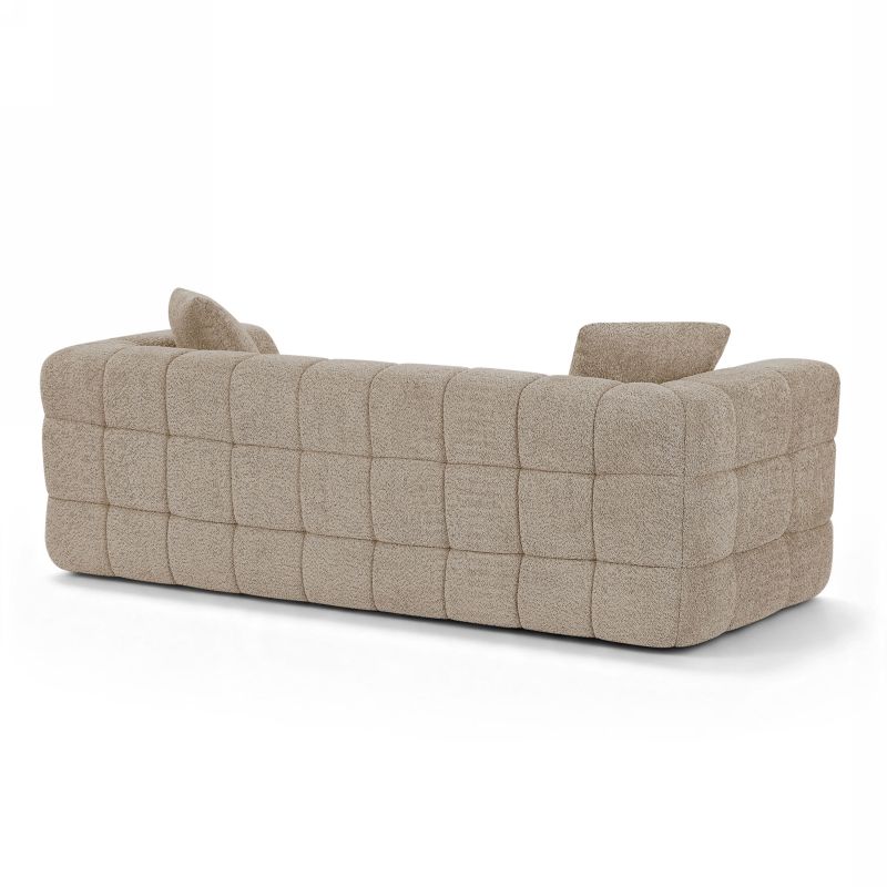 Canapé droit compressé JUPA 3 places tissu bouclette taupe