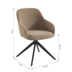 Lot de 2 chaises ELMA tissu marron et pieds métal noir