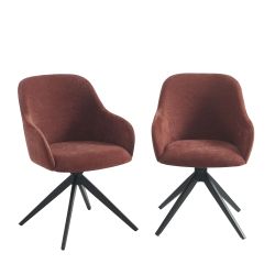 Lot de 2 chaises ELMA tissu bordeaux et pieds métal noir