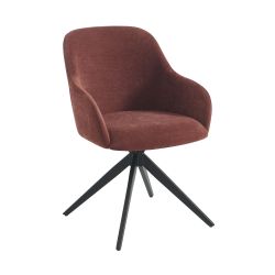 Lot de 2 chaises ELMA tissu bordeaux et pieds métal noir