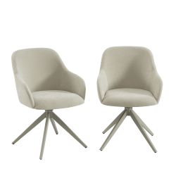 Lot de 2 chaises ELMA tissu beige et pieds métal beige