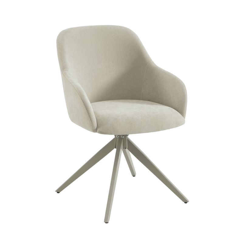Lot de 2 chaises ELMA tissu beige et pieds métal beige
