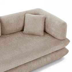 Canapé droit compressé et convertible CHIMA déplimousse 3 places tissu chenille taupe