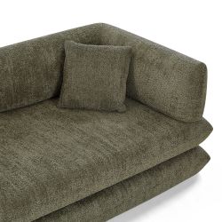 Canapé droit compressé et convertible CHIMA déplimousse 3 places tissu chenille vert